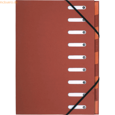 6 x Exacompta Ordnungsmappe A4 9-teilig rot/orange
