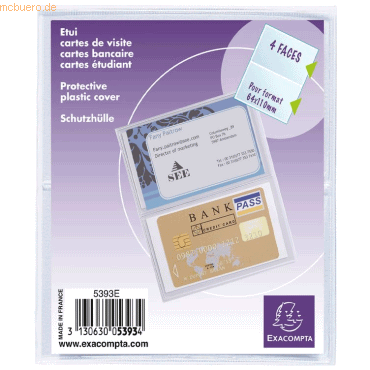 Exacompta Ausweishllen 64x110 Visiten/Kreditkarten 150my VE=10 Stck