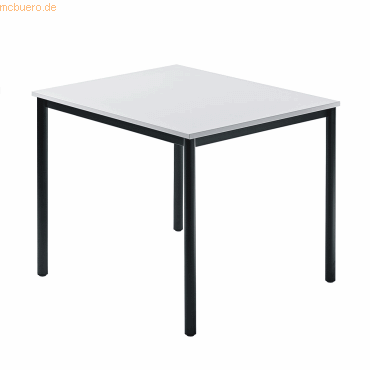 mcbuero.de Besprechungstisch 800x800mm Grau Fu Rundrohr schwarz