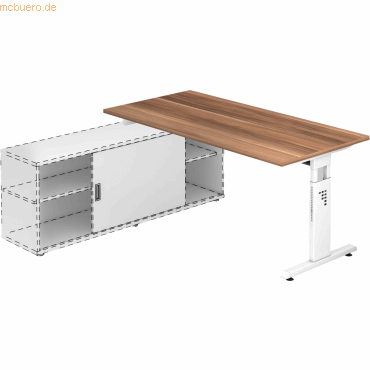 mcbuero.de Anbauschreibtisch T-Fu 160x80cm Zwetchge/wei