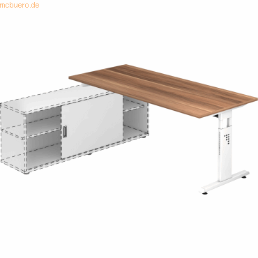 mcbuero.de Anbauschreibtisch T-Fu 180x80cm Zwetschge/wei