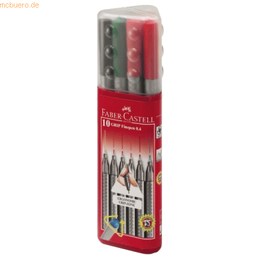 10 x Faber Castell Fineliner Finepen Grip 0,4 mm farbig sortiert 10 St