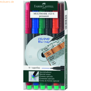 5 x Faber Castell CD-Marker Multimark wasserfest ca. 0,4 mm 6 Farben E