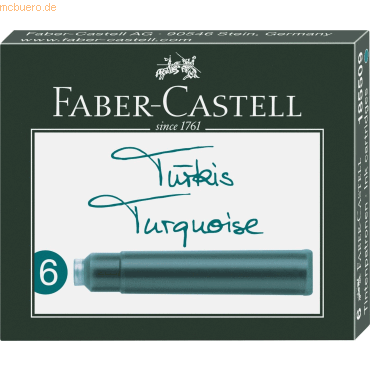 10 x Faber Castell Tintenpatrone für Füllhalter Standard türkis VE=6 S