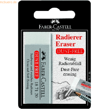 5 x Faber Castell Radierer Dust-Free Kunststoff weiß auf Blisterkarte