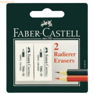 10 x Faber Castell Radiergummi Kunststoff weiß VE=2 Stück