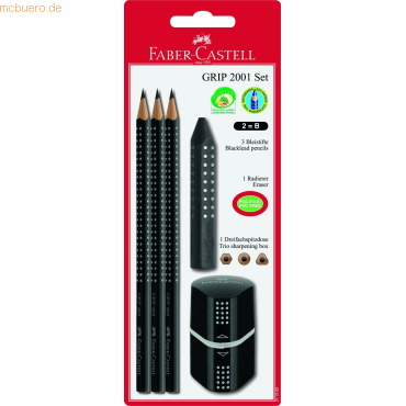 Faber Castell Schreibset Grip 2001 schwarz 3 Stck auf Blisterkarte