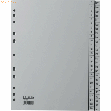 10 x Falken Register A4 PP grau 1-52