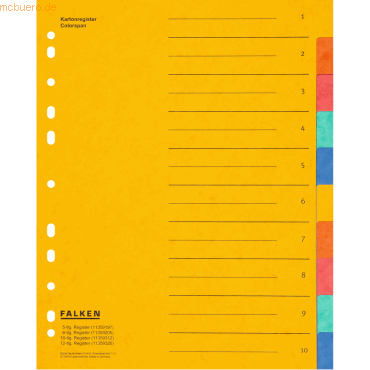 Falken Register A4 Colorspan-Karton 355g/qm 10-teilig