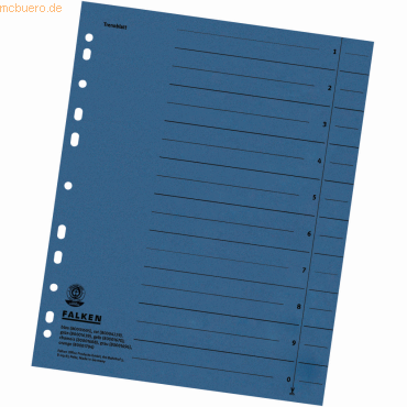 500 x Falken Trennbltter A4 230g/qm durchgefrbt blau