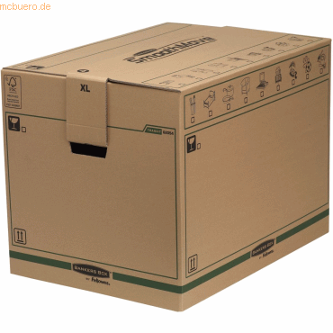 5 x Bankers Box Umzugsbox extra groß 48x46,3x63,2cm braun