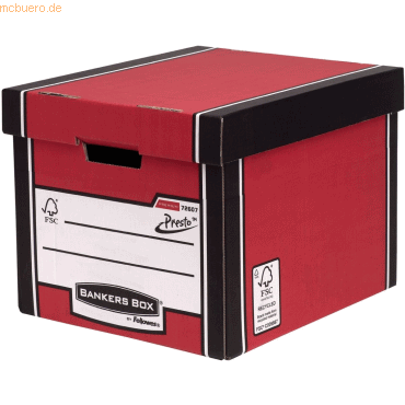 10 x Bankers Box Archivbox hoch Premium BxHxT 34,2x30,3x40cm rot
