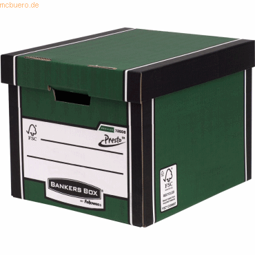 10 x Bankers Box Archivbox hoch Premium BxHxT 34,2x30,3x40cm grün