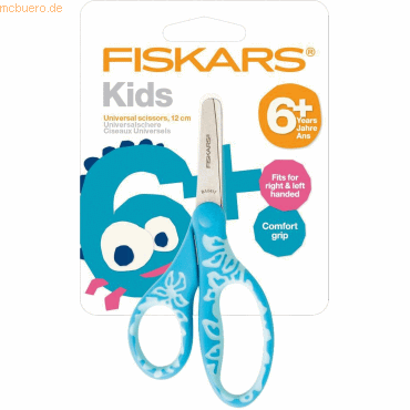 Fiskars Kinderschere 12cm trkise/pinke Blumen beidhndig