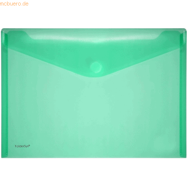 10 x Foldersys Dokumentenmappe A4 quer PP Klettverschluss grün transpa