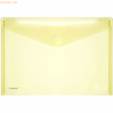 10 x Foldersys Dokumentenmappe A4 quer PP Klettverschluss gelb transpa