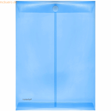 10 x Foldersys Dokumentenmappe A4 hoch PP Klettverschluss blau transpa