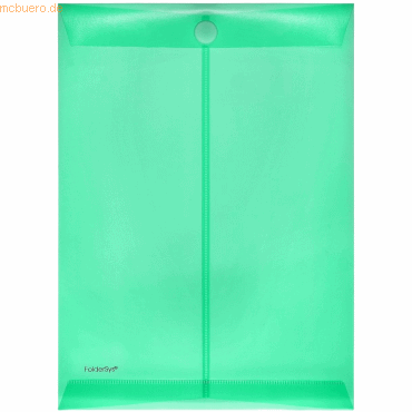 10 x Foldersys Dokumentenmappe A4 hoch PP Klettverschluss grün transpa