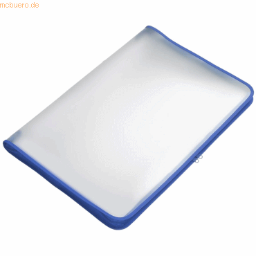 Foldersys Reißverschluss-Tasche A3 PP farblos transluzent Zip blau