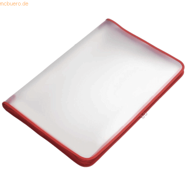 Foldersys Reißverschluss-Tasche A3 PP farblos transluzent Zip rot