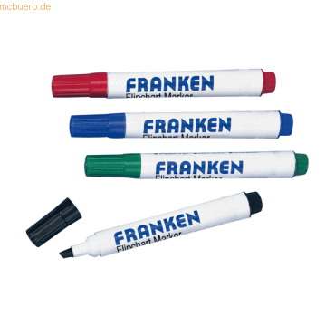 Franken Flipchartmarker nachfllbar 2-6mm je 1x rot grn blau und schw