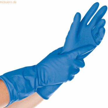 10 x HygoStar Haushalts-Handschuh Latex Bettina Soft M 30cm blau VE=12
