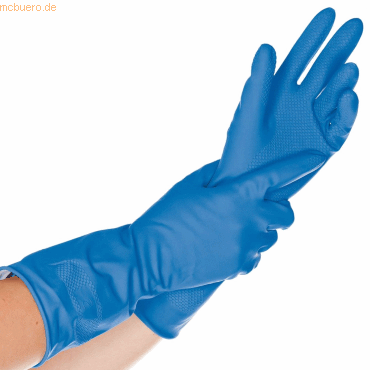 12 x HygoStar Haushalts-Handschuh Latex Bettina L 30cm blau VE=12 Paar