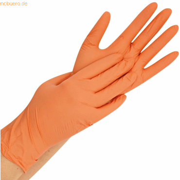 10 x Hygonorm Nitril-Handschuh Safe Fit puderfrei L 24cm orange VE=200