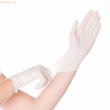 10 x Hygonorm Latex-Handschuh Skin Light gepudert L 24cm weiß VE=100 S