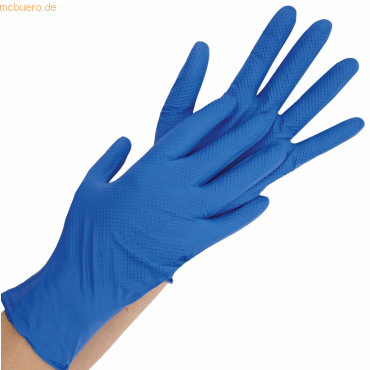 10 x HygoStar Nitril-Handschuh Power Grip puderfrei L 24cm dunkelblau