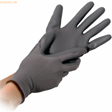 10 x HygoStar Nylon-Feinstrick-Handschuh Black Ace M/8 grau VE=12 Paar