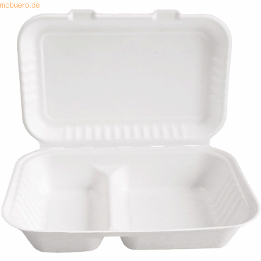 10 x NatureStar Einweg-Lunchbox 2-geteilt 24,5x16cm VE=25 Stück weiß
