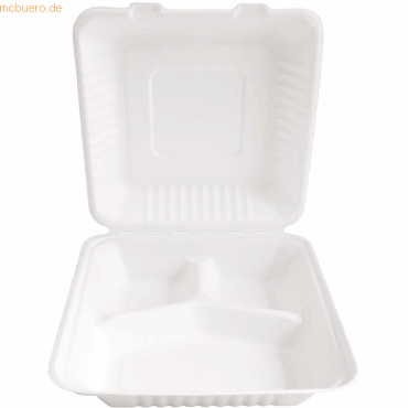 10 x NatureStar Einweg-Lunchbox 3-geteilt 23x23cm VE=25 Stück weiß