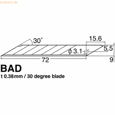 NT Cutter-Klingen BAD 21P 9mm VE=10 Stck