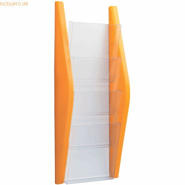 Helit Wandprospekthalter Bogendesign A5 4 Fcher orange