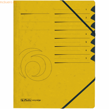 Herlitz Ordnungsmappe A4 Colorspan-Karton 7 Fcher gelb