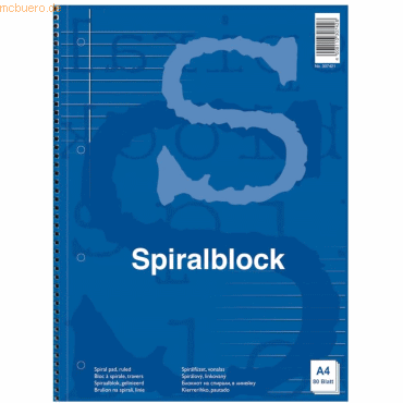 5 x Herlitz Spiralblock A4 liniert 60 g/qm 80 Blatt