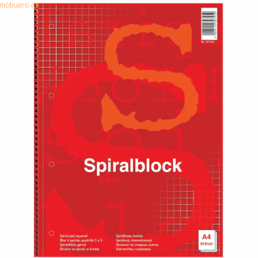 5 x Herlitz Spiralblock A4 kariert 60 g/qm 80 Blatt