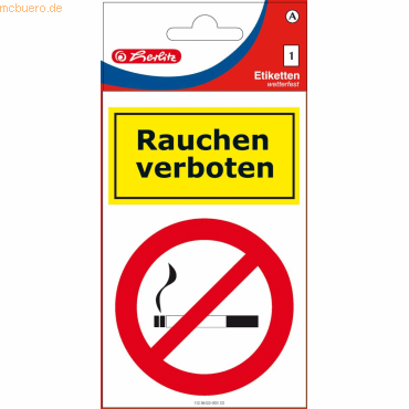 10 x Herlitz Etikett Rauchen verboten´ VE=9 Stück´