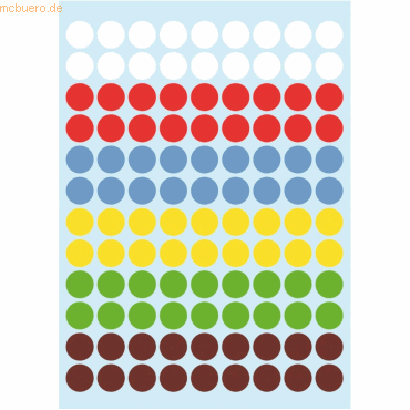 Herlitz Markierungspunkte 8mm farbig sortiert VE=432 Etiketten