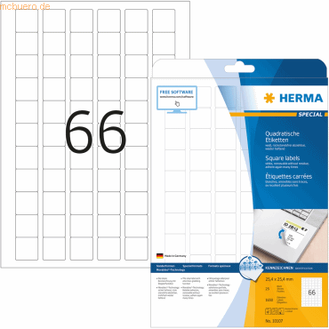 HERMA Etiketten wei quadratisch Movables ablsbar 25,4x25,4mm Special