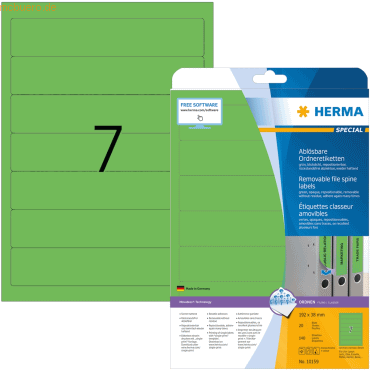 HERMA Ordneretiketten Movables/ablsbar 192x38mm Special A4 VE=175 gr