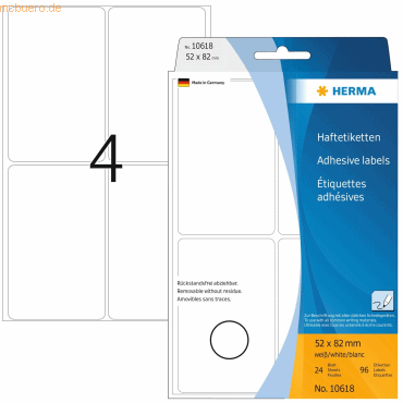 HERMA Vielzwecketikett 52x82mm Movables weiß VE=128 Etiketten