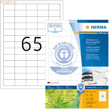 HERMA Etiketten 38,1x21,2mm naturwei RC A4 VE=100 Blatt