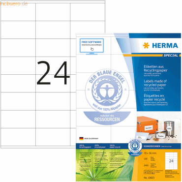 HERMA Etiketten 70,0x36,0mm naturwei RC A4 VE=100 Blatt