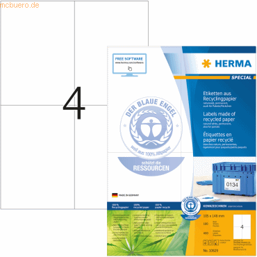 HERMA Etiketten 105,0x148,0mm naturwei RC A4 VE=100 Blatt