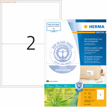 HERMA Etiketten 199,6x143,5mm naturwei RC A4 VE=100 Blatt