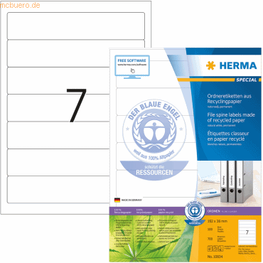 HERMA Ordneretiketten 192,0x38,0mm naturwei RC A4 VE=100 Blatt