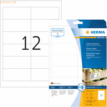 HERMA Etiketten 96,5x42,3mm Special A4 Power Etiketten 300 Stck