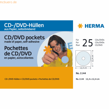 HERMA CD-Papierhllen mit Klebeflche 124x124mm wei VE=25 Stck
